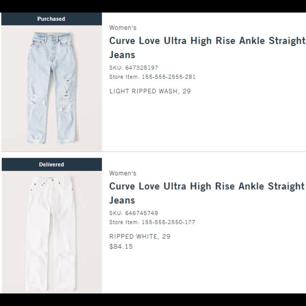Abercrombie Curve Love Ultra High Rise Ankle Straight Jeans - Size 29